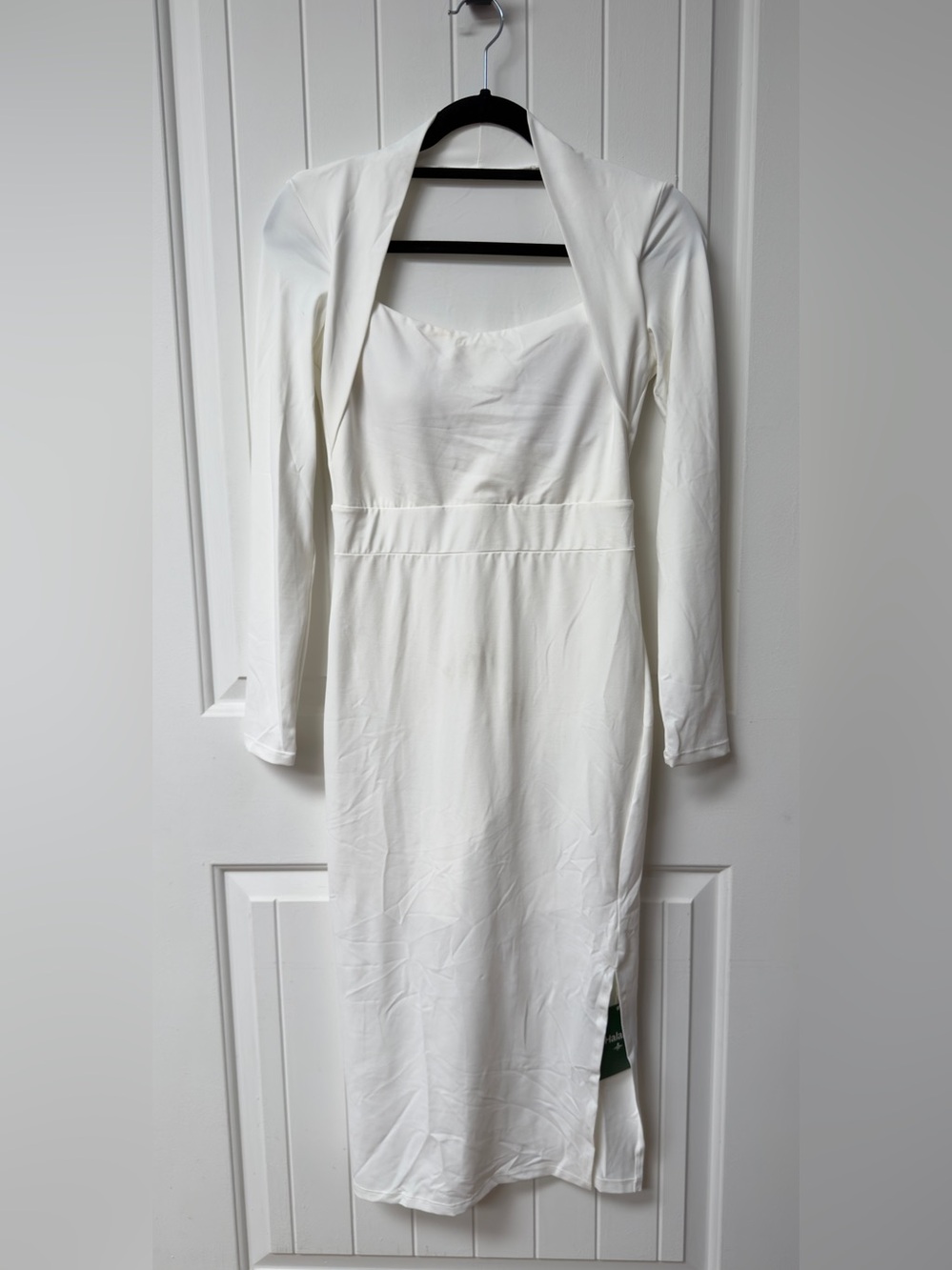 Halara White Midi Dress Built-In Shapewear Bra Sweetheart Neckline Stretch